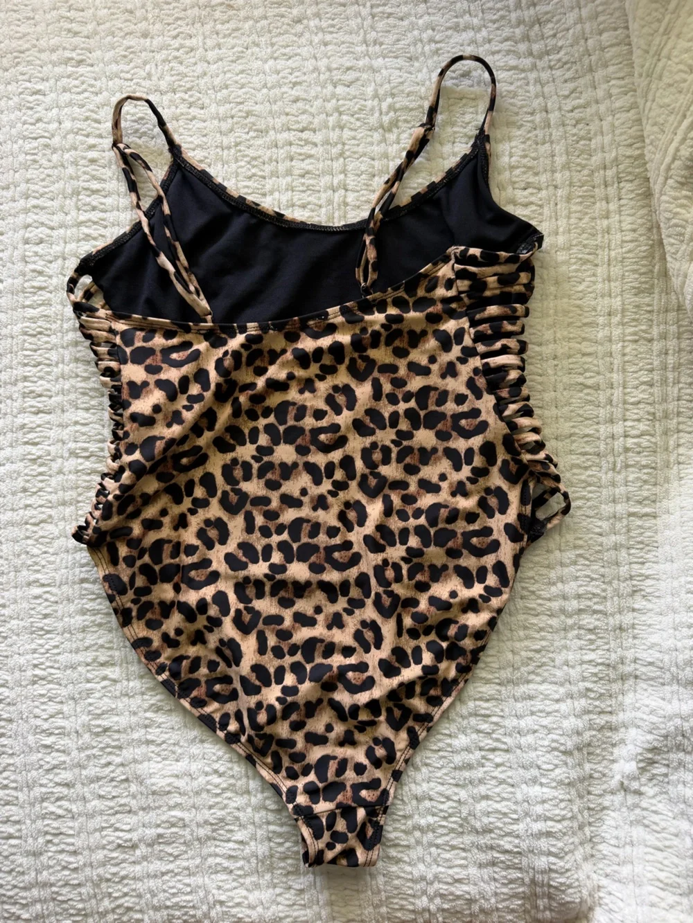 Revamped‎ swim Leopard Strappy Side One Piece Swimsuit Small